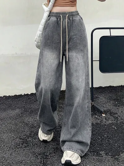 色落ちグレーがクールなゆるワイドスウェットパンツ