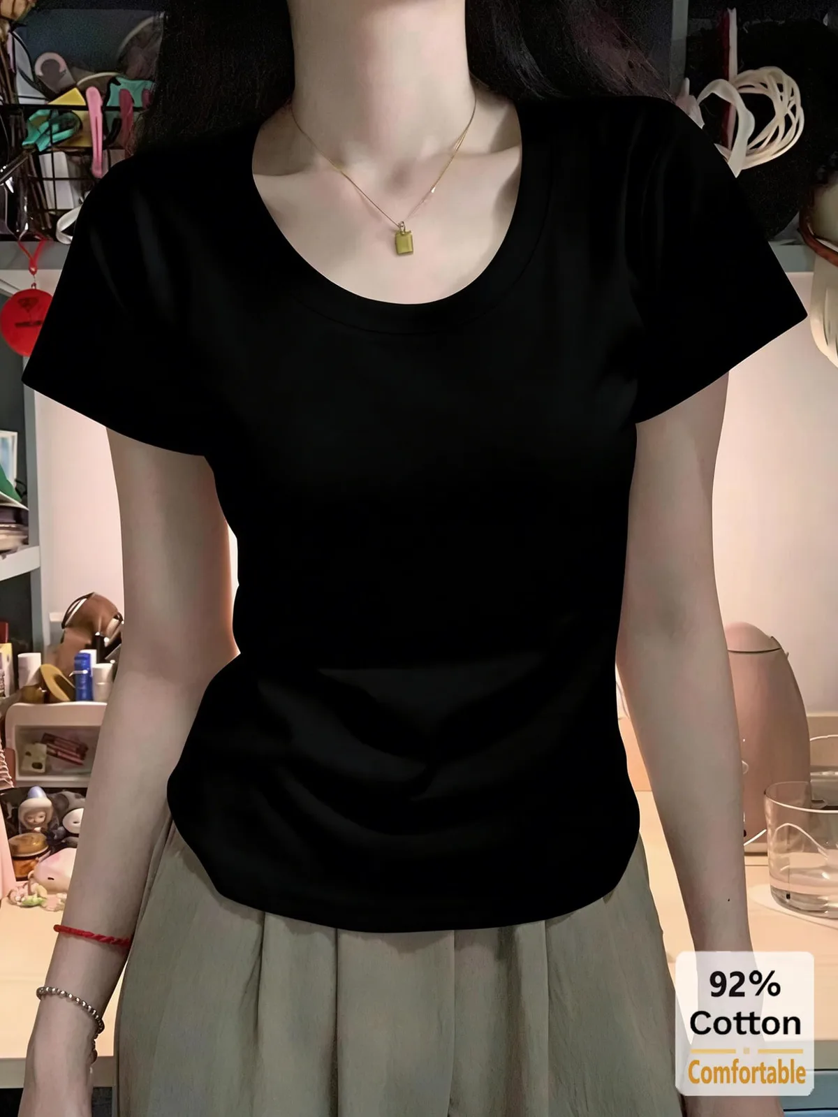 黒白で毎日使いやすい シンプル半袖Tシャツ2枚セット